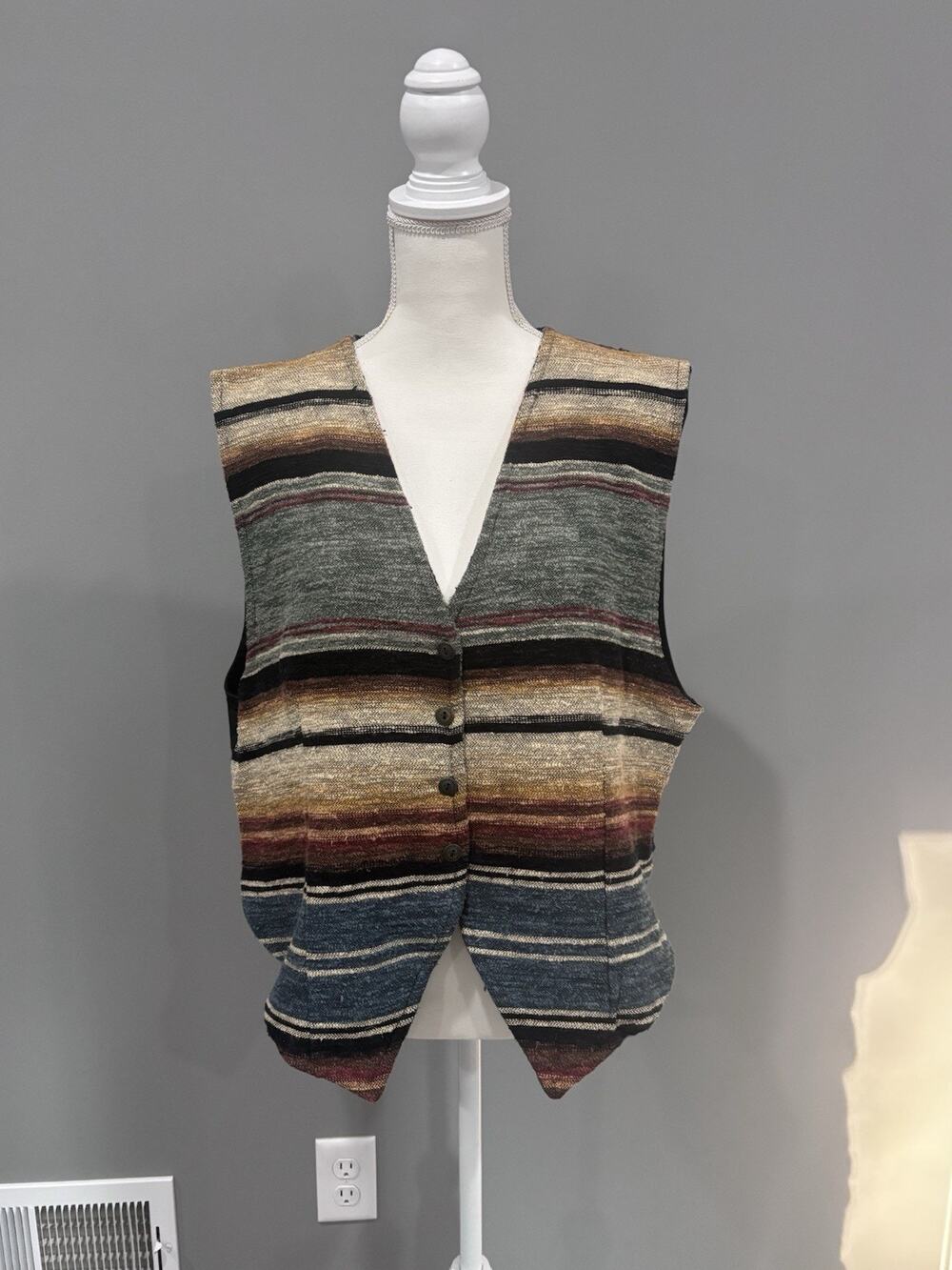 Vintage 90s Hunt Club Striped Vest XL Gorpcore Southwestern Boho